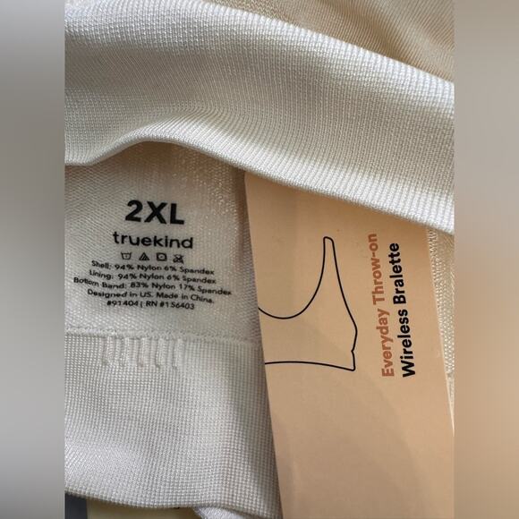 TRUEKIND Wireless Hookless Pullover Wide Strap Bralette - Size 2XL NUDE - Picture 2 of 5